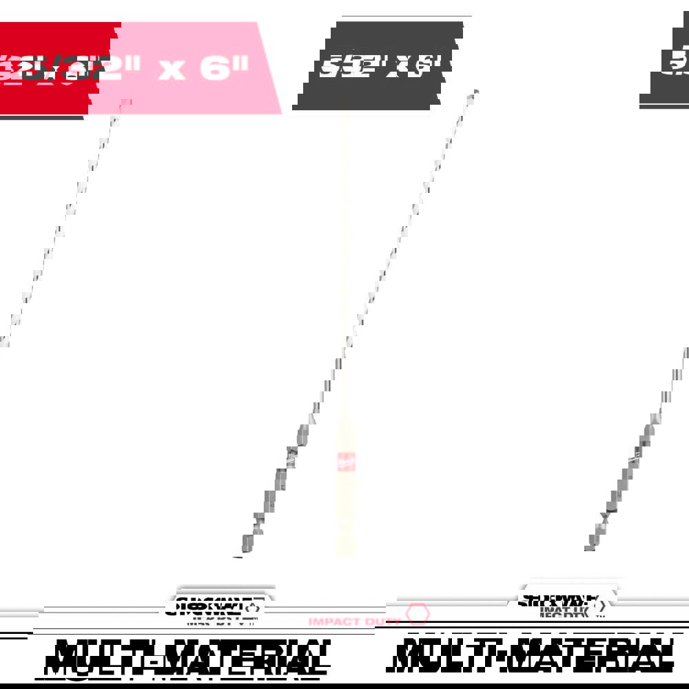 Rotary Drill/Hammer Drill Bits; Drill Bit Size (Inch): 5/32 ; Shank Type: Hex ; Drill Bit Material: Carbide-Tipped ; Shank Diameter (Inch): 1/4 ; Flute Length (Inch): 4 ; Overall Length (Inch): 6